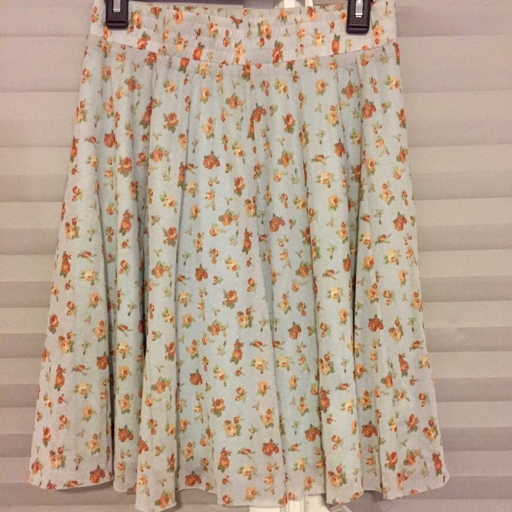 floral knee length skirt
